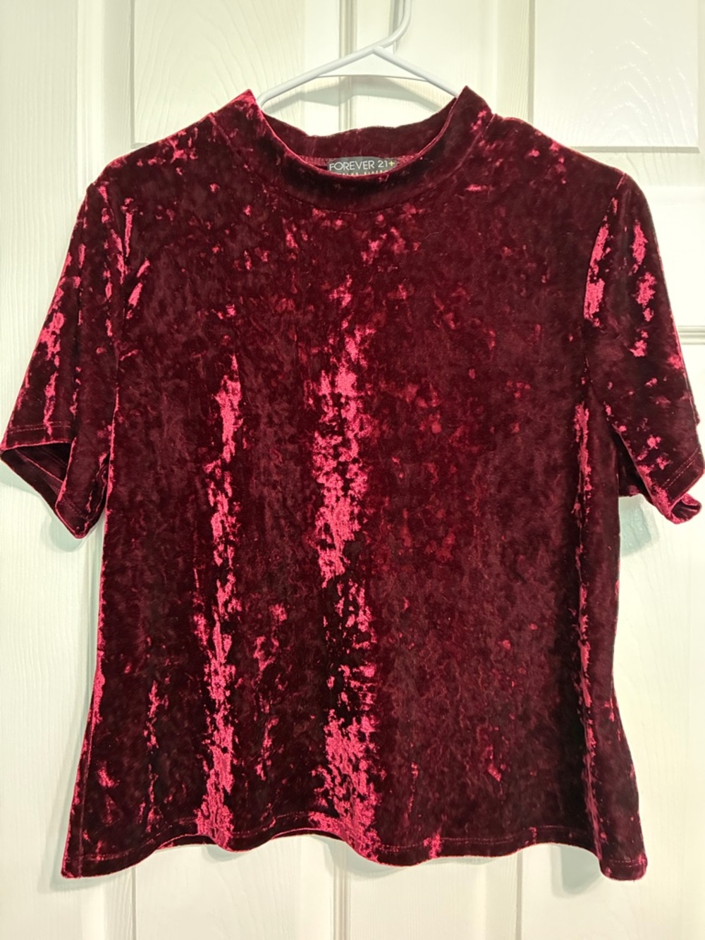 Forever 21 Red Crushed Velvet Short Sleeve Tee
